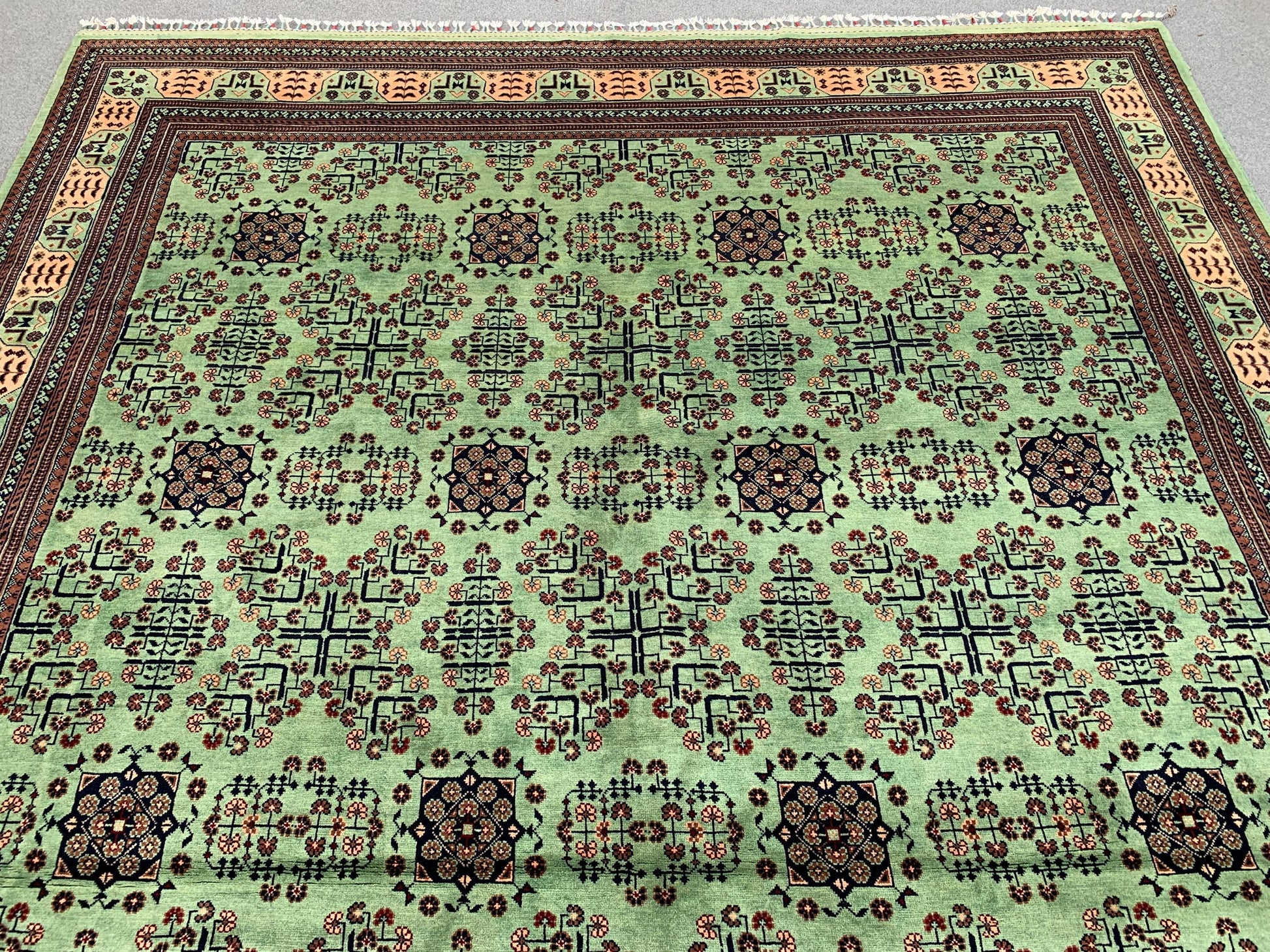8x12 Ft Large Afghan Bukhara Rug, Natural Hand Knotted Wool Rug, High Quality Bukhara Rug, Turkmen Oriental Rug Dining Room Living Room Rug.