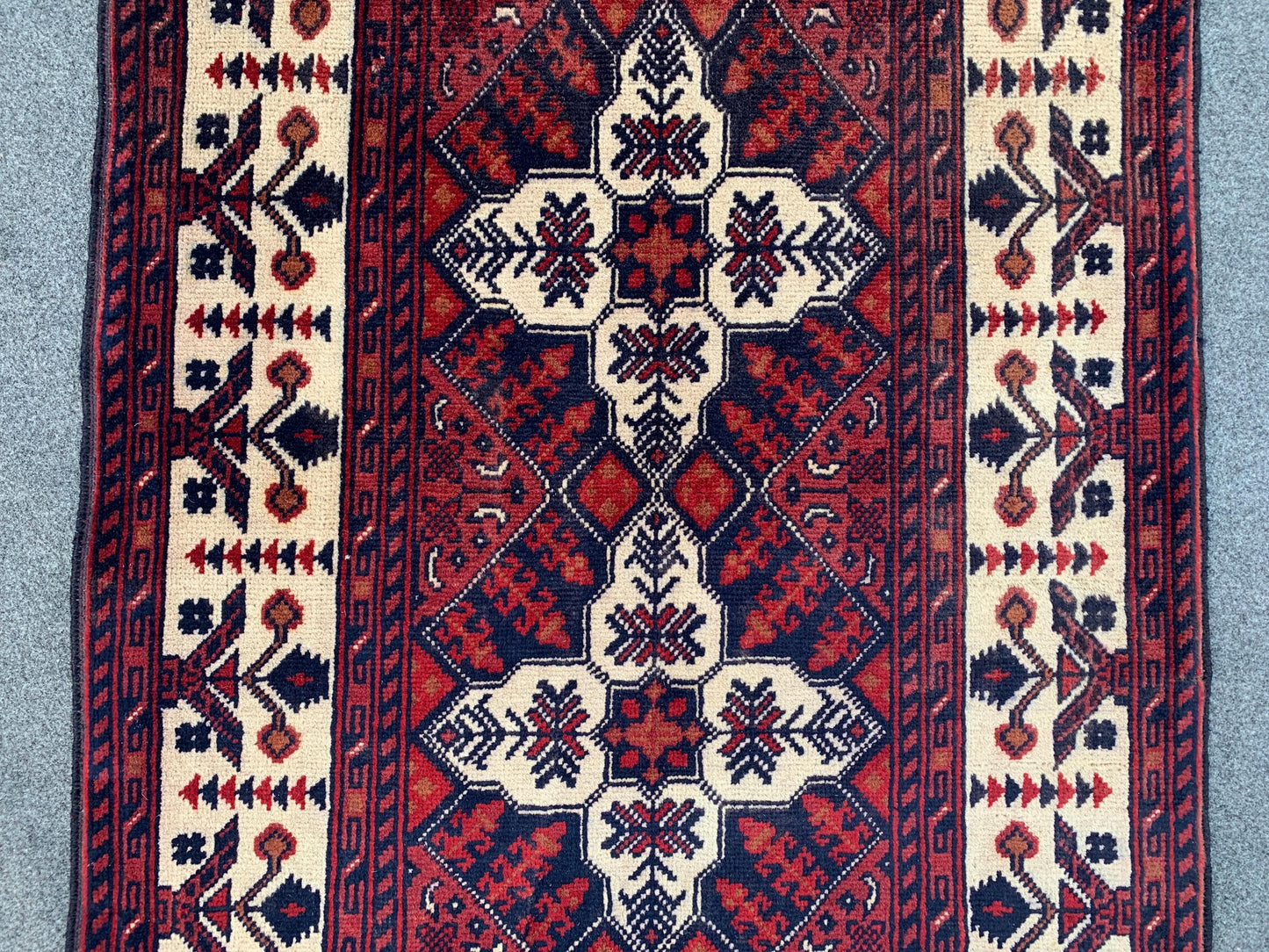 2x4 Ft Small Afghan Rug, Afghan Handmade Wool Rug, Geometric Area Rug, Small Oriental Rug, Tribal Rug, Small Gift Rug, Bedroom Hallway Rug.