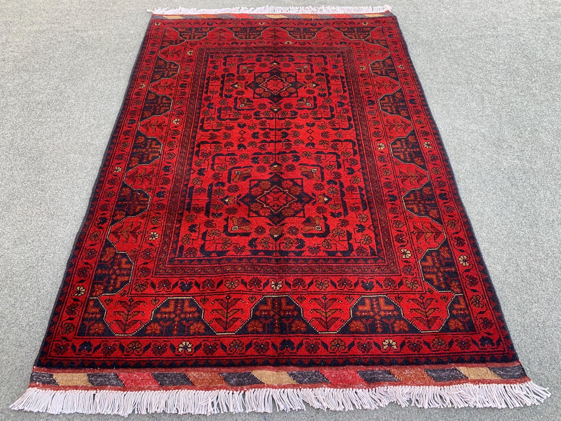 3x5 Ft Afghan Bukhara Rug, Turkmen Hand Knotted Wool Rug, Khal Muhammadi design Rug, Oriental Rug, Home Decor Rug, Bedroom Rug, Office Rug.