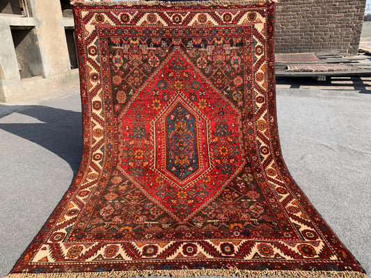 3x5 One of a kind vintage Rug, Natural Afghan Hand Knotted Wool Rug, Geometric Area Rug, High Pile Rug, Rugs for Bedroom Office Kitchen Rug.