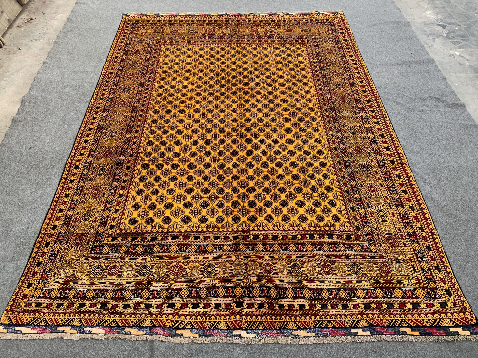 Amazing Large Yellow Rug, 8x11 Afghan Hand Knotted Wool Rug, High Quality Rug, Mowri design Rug, Good Pile Rug, Dining Room Living Room Rug.