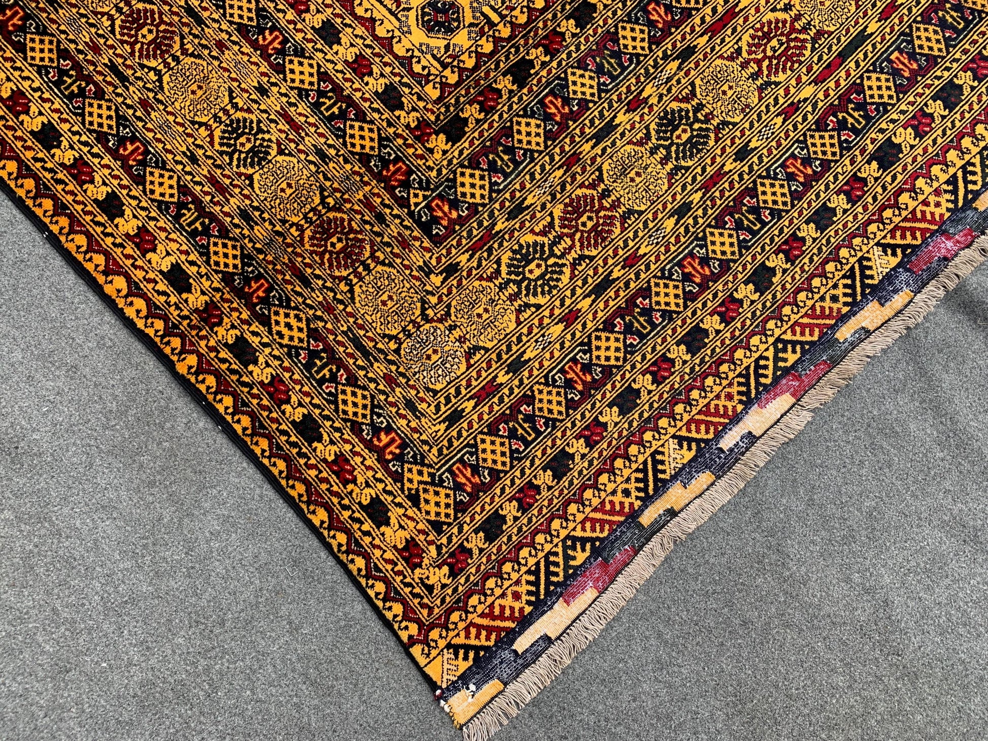 Amazing Large Yellow Rug, 8x11 Afghan Hand Knotted Wool Rug, High Quality Rug, Mowri design Rug, Good Pile Rug, Dining Room Living Room Rug.