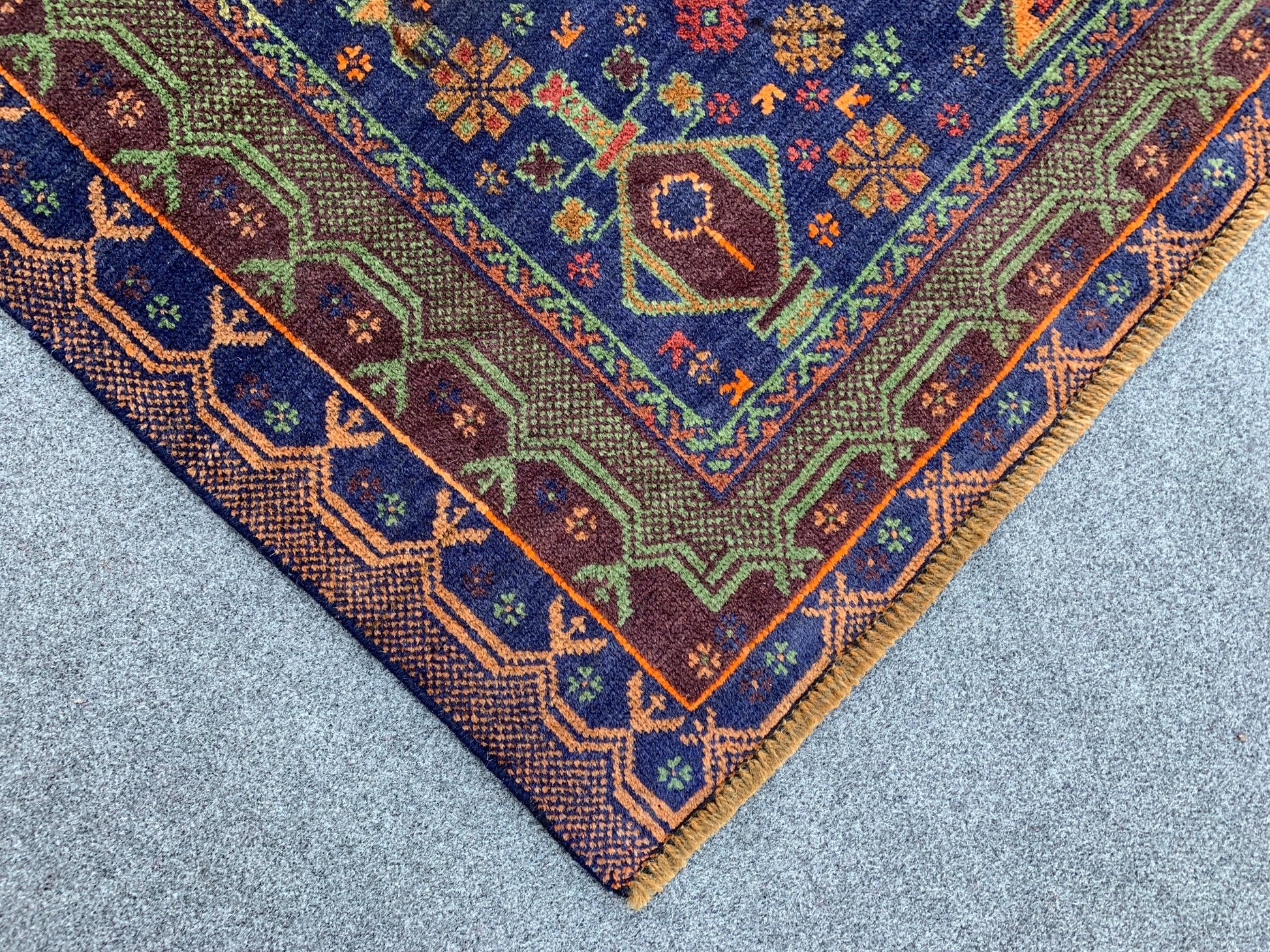 3x6 Ft Floral Vintage Rug, Natural Afghan Hand Knotted Rug, Herat Baluchi Rug, Oriental Wool Rug, One of a kind Rug, Bedroom Rug Hallway Rug