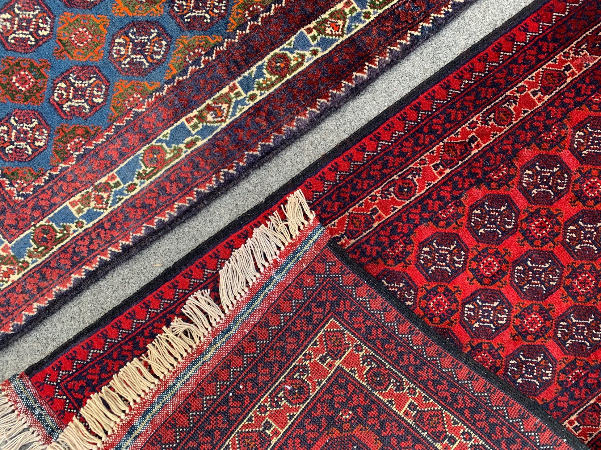 2x3 Ft Small Afghan Rug, Hand knotted Wool Rug, Khoja Roshni Rug Red Blue Rug, Small 2 Piece Rug, Oriental Rug, Rugs for Kitchen Hallway Rug