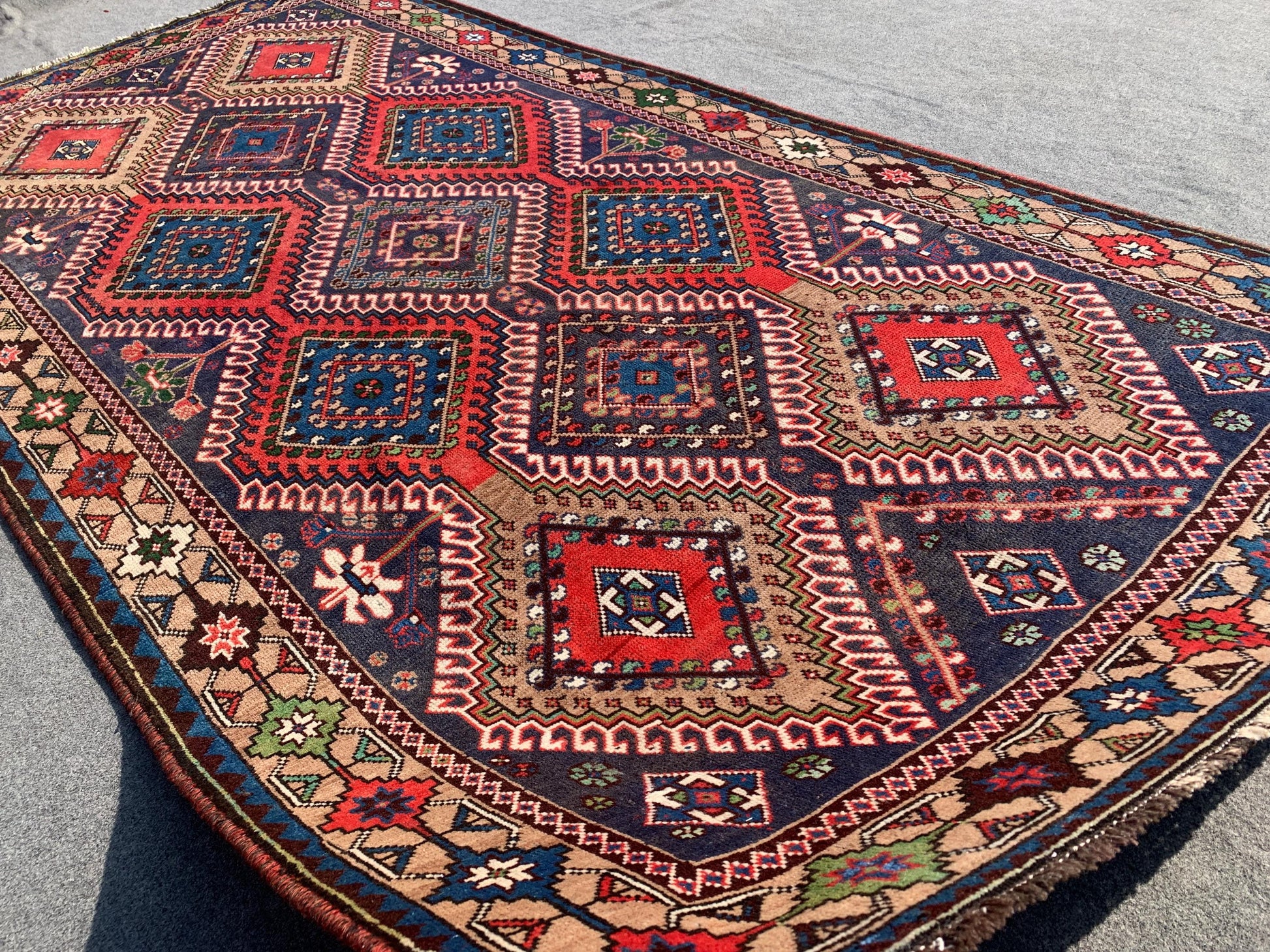 5x9 Ft Amazing Antique Rug, Afghan Handmade Wool Rug, Caucasian design Rug, Geometric Area Rug, Oriental Wool Rug, Bedroom Living Room Rug.