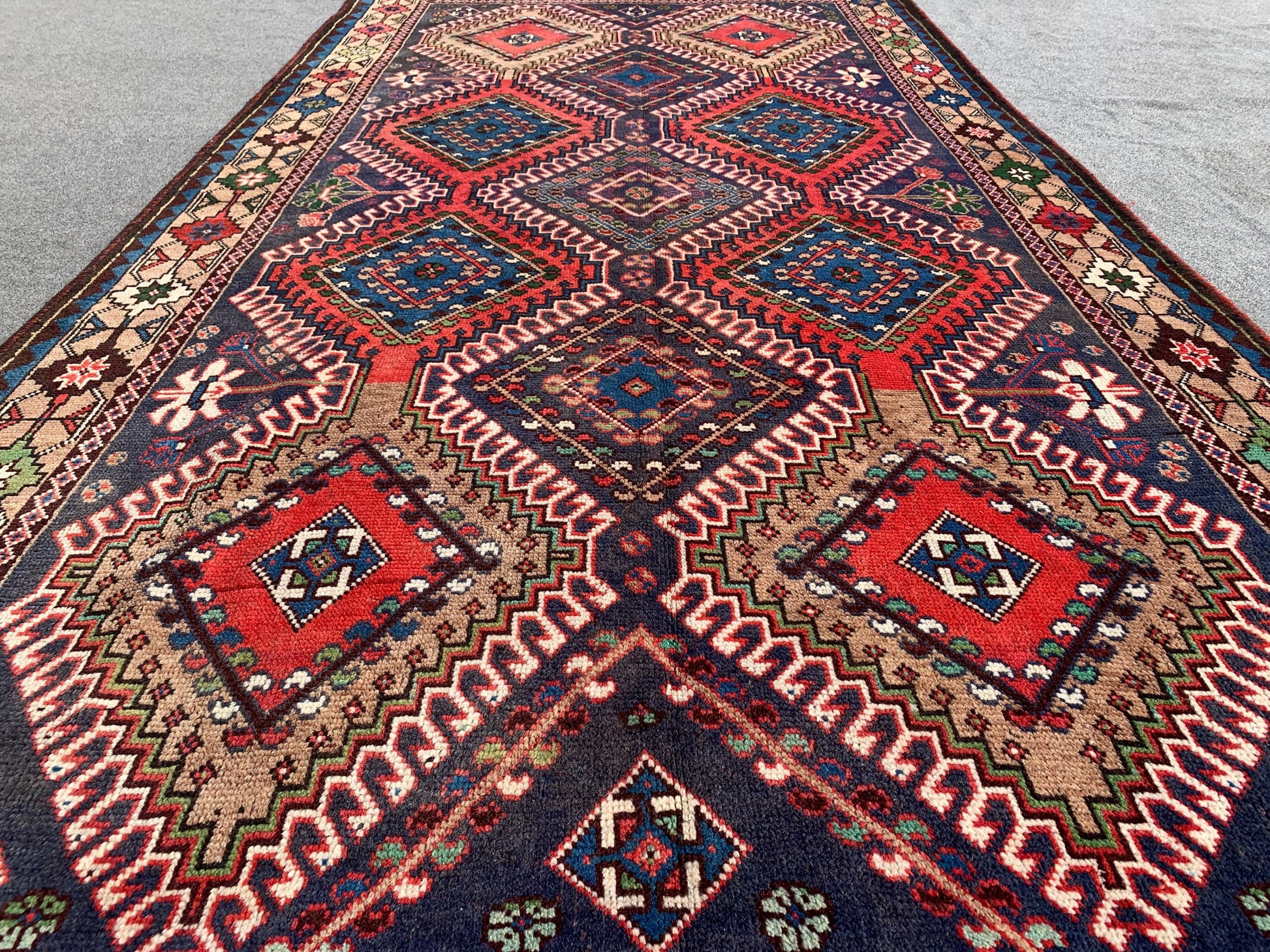 5x9 Ft Amazing Antique Rug, Afghan Handmade Wool Rug, Caucasian design Rug, Geometric Area Rug, Oriental Wool Rug, Bedroom Living Room Rug.