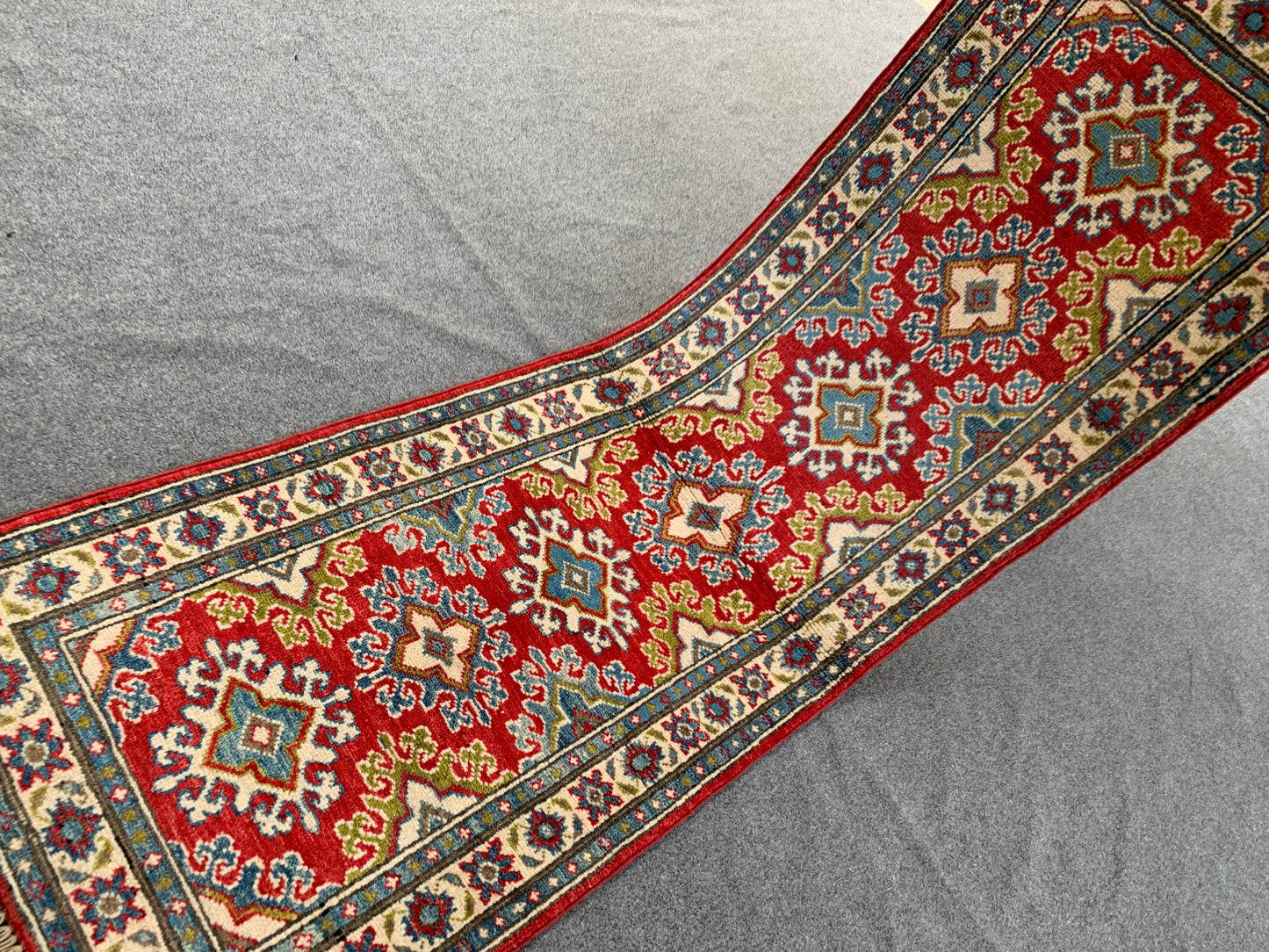 2x6 Ft Afghan Runner Rug, Hand Knotted Runner Rug, Geometric Area Rug, Oriental Vintage Rug, Turkmen Kazak Rug, Bedroom Hallway Runner Rug.