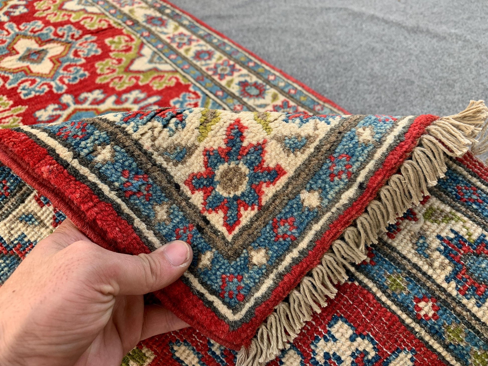 2x6 Ft Afghan Runner Rug, Hand Knotted Runner Rug, Geometric Area Rug, Oriental Vintage Rug, Turkmen Kazak Rug, Bedroom Hallway Runner Rug.