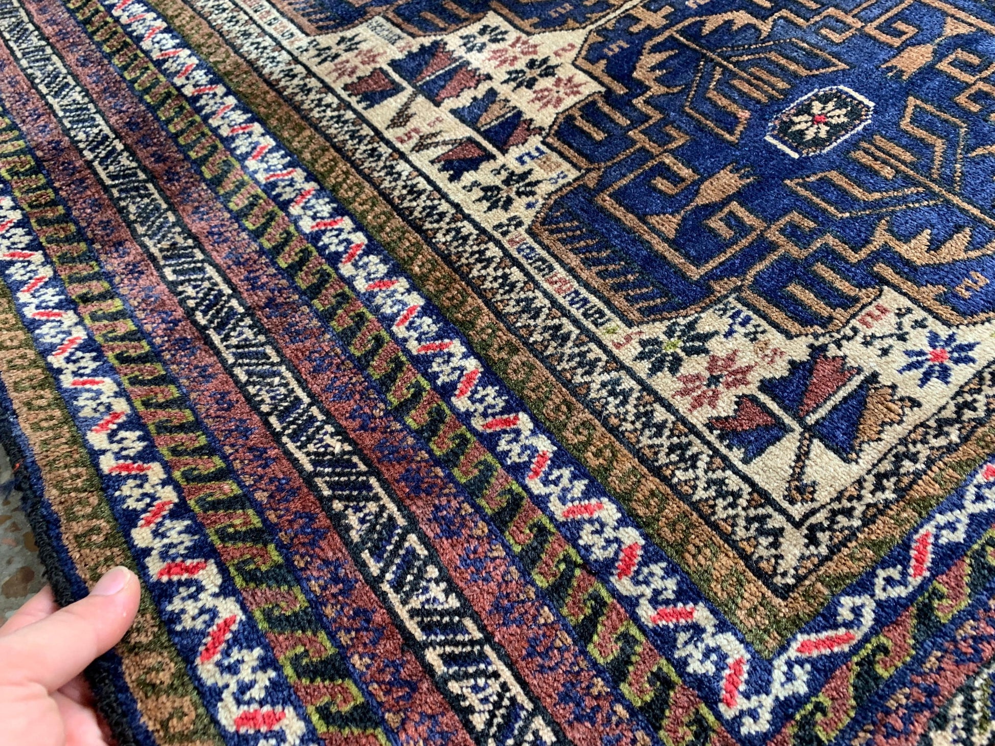 3x4 Ft Vintage Rug, Afghan Hand Knotted Rug, Geometric Area Rug, Baluchi Oriental Wool Rug, Best for Hallway Rug, Good Pile Rug, Bedroom Rug