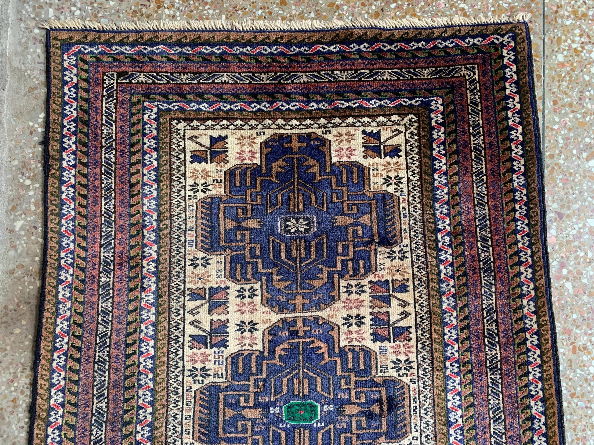 3x4 Ft Vintage Rug, Afghan Hand Knotted Rug, Geometric Area Rug, Baluchi Oriental Wool Rug, Best for Hallway Rug, Good Pile Rug, Bedroom Rug