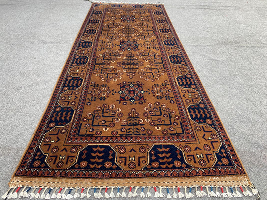 3x7 Bukhara Runner Rug, Natural Hand Knotted Runner Rug, Afghan Runner Rug, Oriental Turkmen Wool Rug, Rugs for Bedroom Hallway Kitchen Rug.