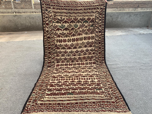 4x6 Ft Antique Soumak kilim Rug, Handmade Vintage kilim Rug, Afghan Soumak Rug, Oriental Wool Rug, Wall Decor Rug, Bedroom Rug, Hallway Rug.