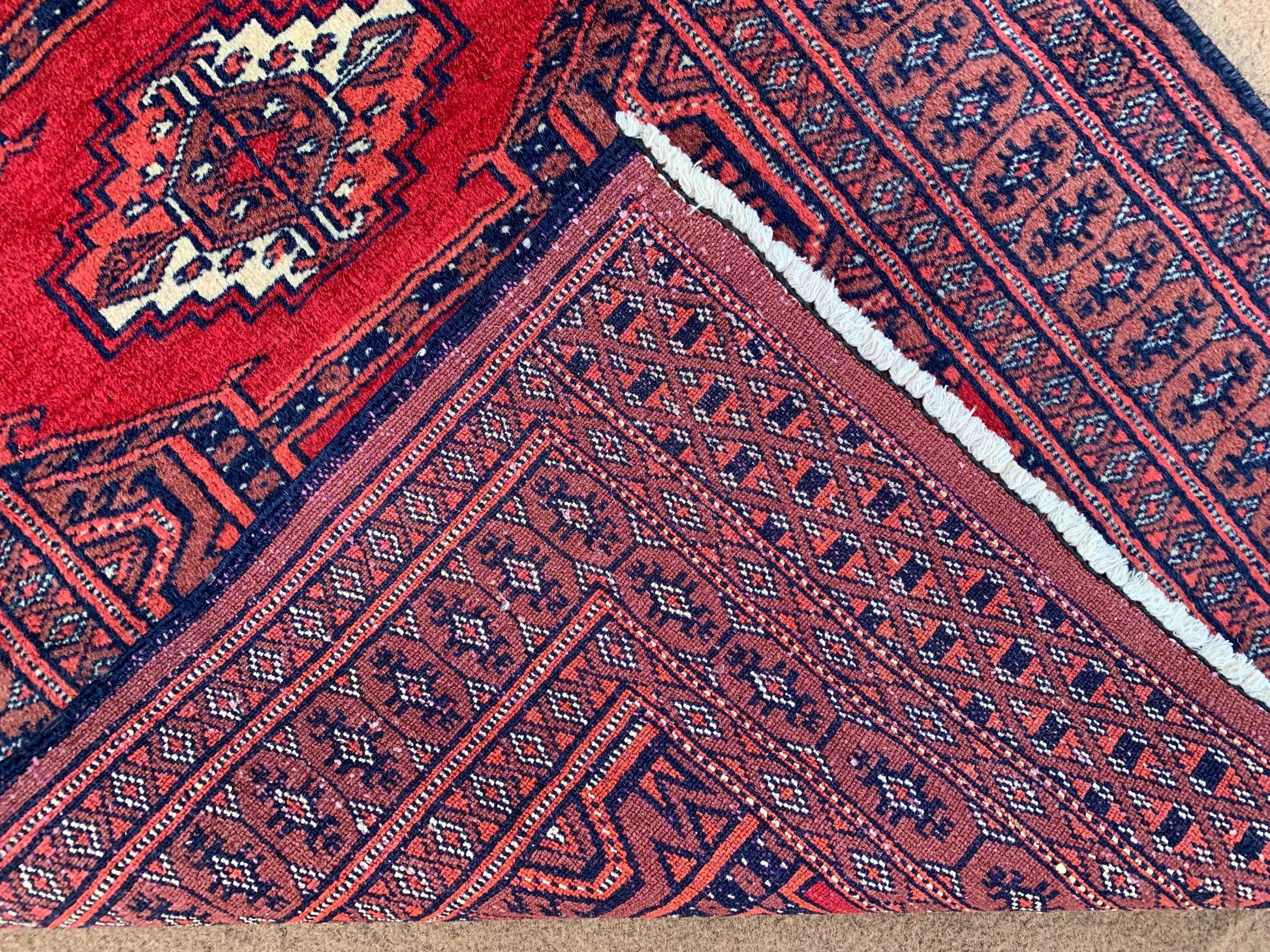 Vintage Pakistani Runner Rug 2x6 Ft Hand Knotted Runner Rug, Geometric Area Rug, Red Blue Runner Rug, Home Decor Rug, Hallway Runner Rug etc