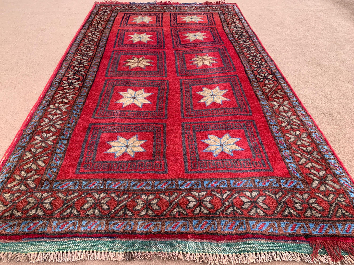 4x6 Ft Vintage Baluchi Rug, Afghan Hand Knotted Wool Rug, One of a kind Rug, Checkered design Rug, Oriental Rug, Bedroom Rug Hallway Rug etc