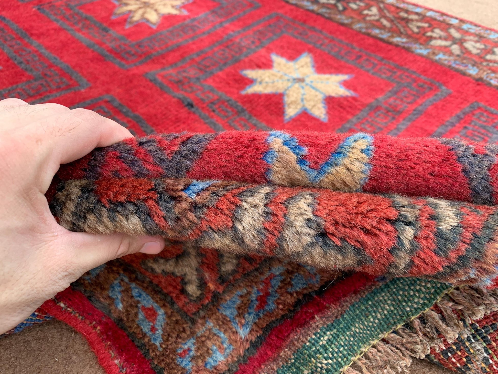 4x6 Ft Vintage Baluchi Rug, Afghan Hand Knotted Wool Rug, One of a kind Rug, Checkered design Rug, Oriental Rug, Bedroom Rug Hallway Rug etc