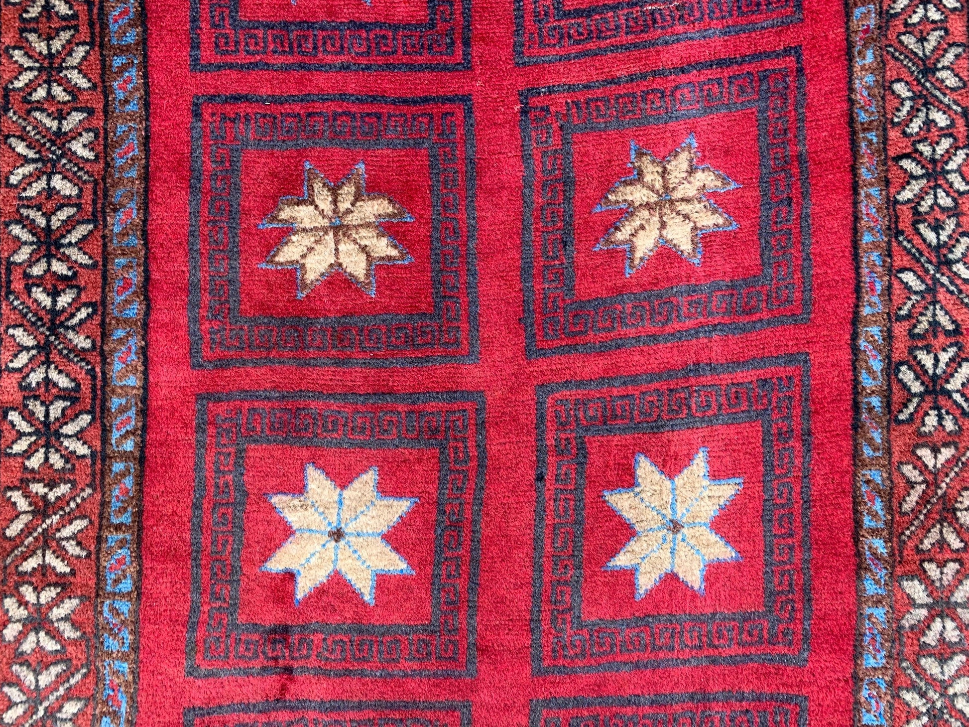 4x6 Ft Vintage Baluchi Rug, Afghan Hand Knotted Wool Rug, One of a kind Rug, Checkered design Rug, Oriental Rug, Bedroom Rug Hallway Rug etc