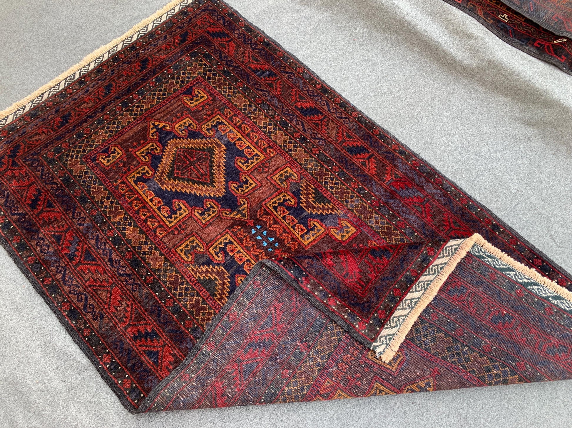 4x6 Vintage Rug, Natural Hand Knotted Afghan Wool Rug, Herati Baluchi Rug, Geometric Area Rug, Oriental Tribal Rug, Bedroom Rug Hallway Rug.