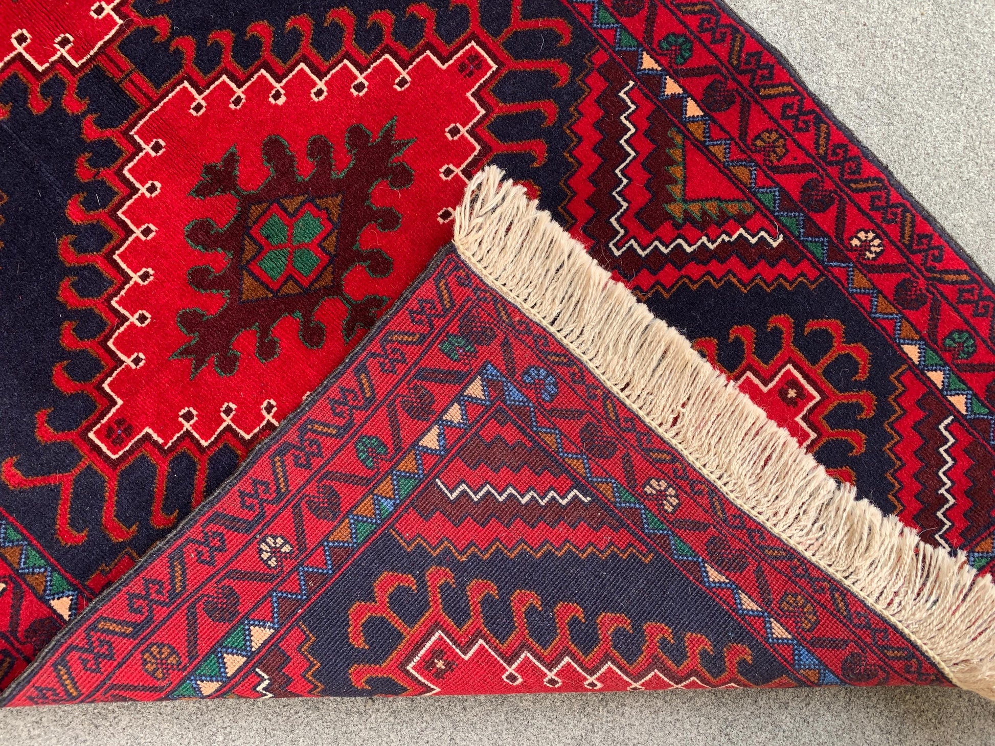 3x6 Ft Runner Rug, Natural Hand Knotted Afghan Rug, Geometric Area Rug High Pile Rug, High Quality Rug Oriental Wool Rug, Hallway Runner Rug