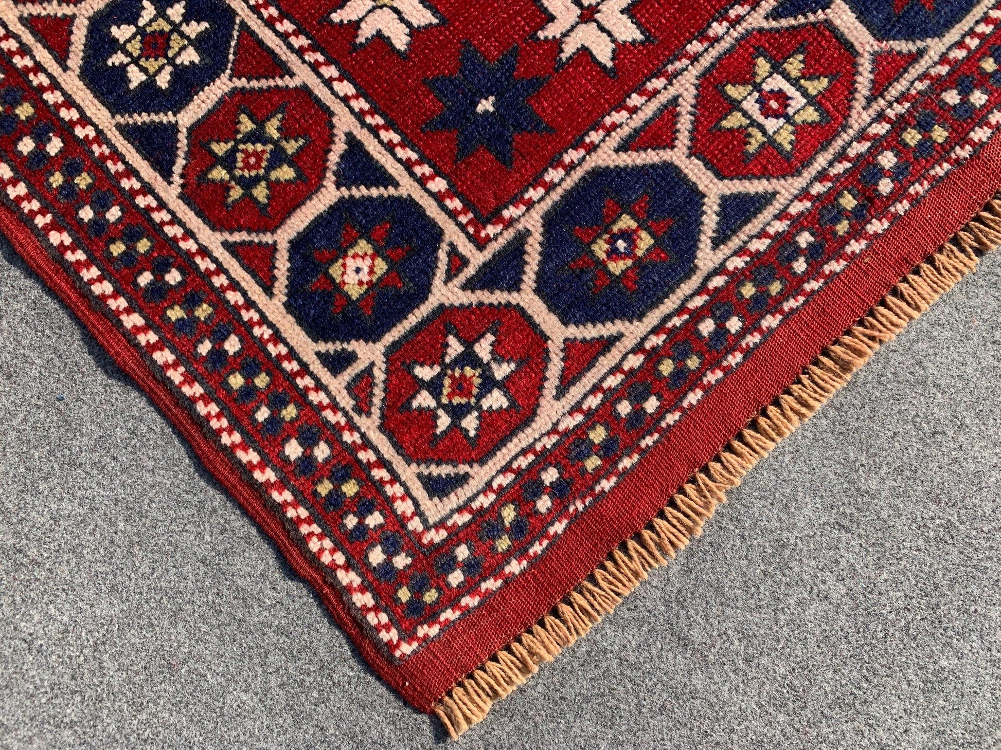 Amazing Vintage Rug 3x4 Ft Afghan Handmade Wool Rug, Red Rug, Oriental Area Rug, Stars design Rug, Rugs for Bedroom Kitchen Hallway Rug etc.