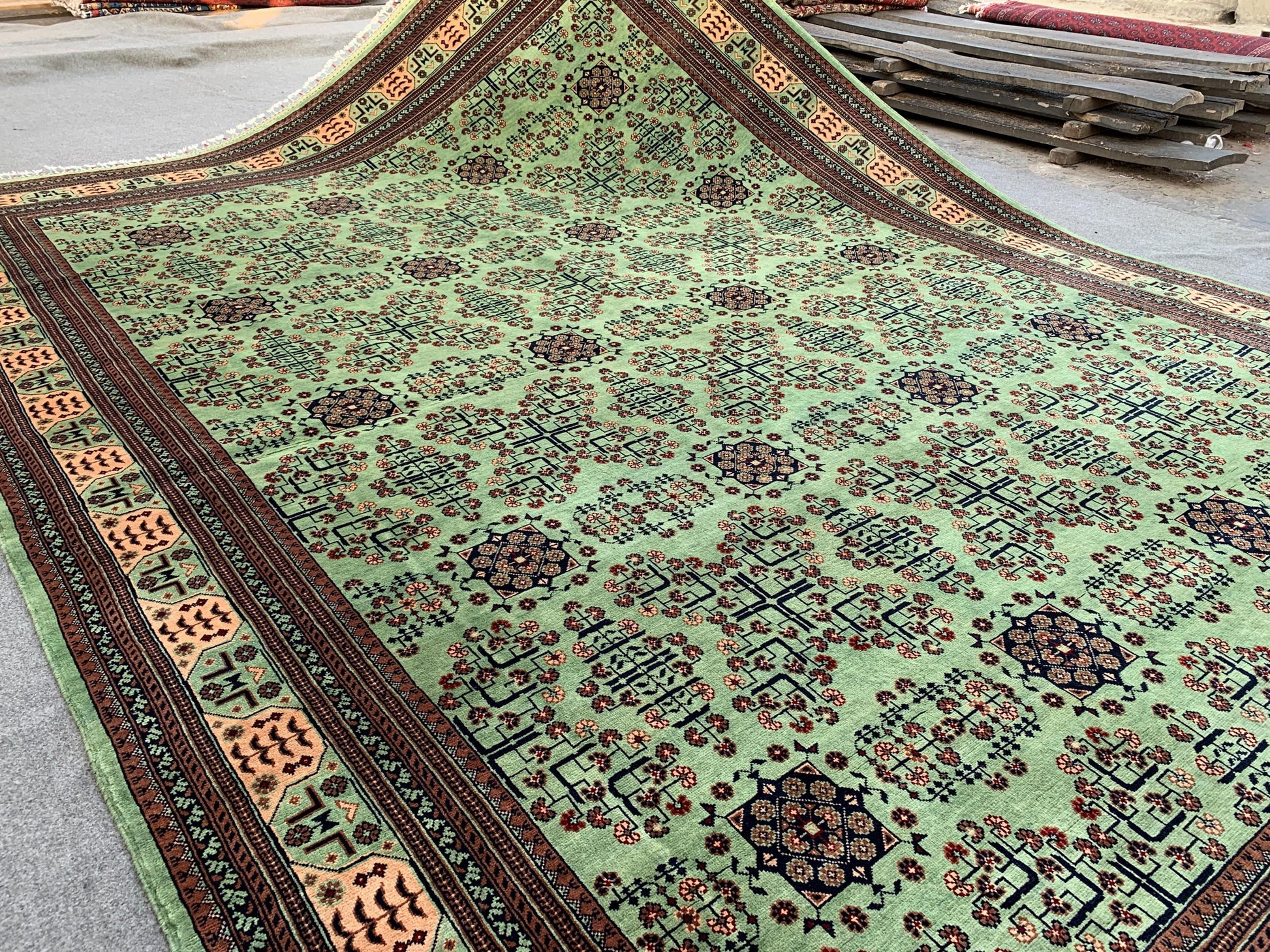 8x12 Ft Large Afghan Bukhara Rug, Natural Hand Knotted Wool Rug, High Quality Bukhara Rug, Turkmen Oriental Rug Dining Room Living Room Rug.