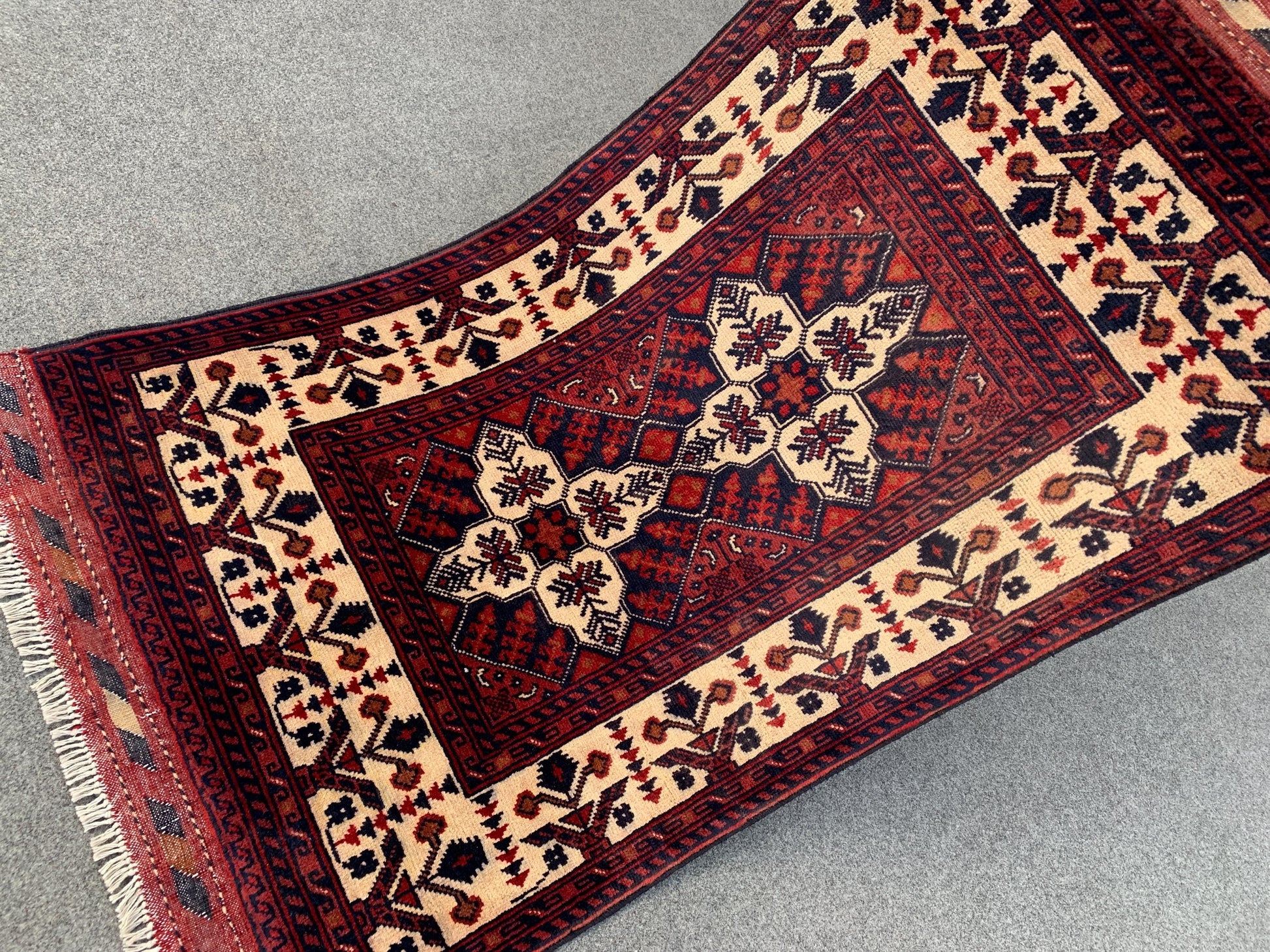 2x4 Ft Small Afghan Rug, Afghan Handmade Wool Rug, Geometric Area Rug, Small Oriental Rug, Tribal Rug, Small Gift Rug, Bedroom Hallway Rug.