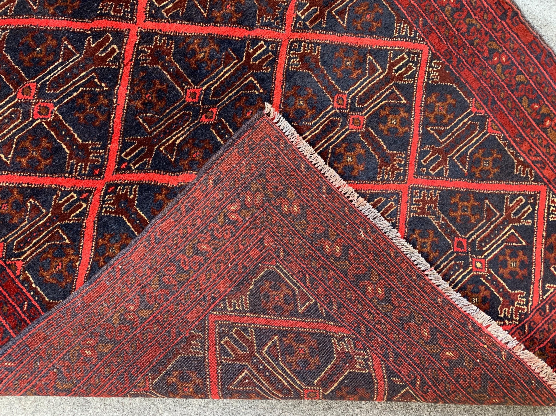 3x5 Ft Vintage Afghan Rug, Hand Knotted Wool Rug, Khal Muhammadi design Rug, Geometric Area Rug, Home Decor Rug, Rugs for Bedroom Office Rug