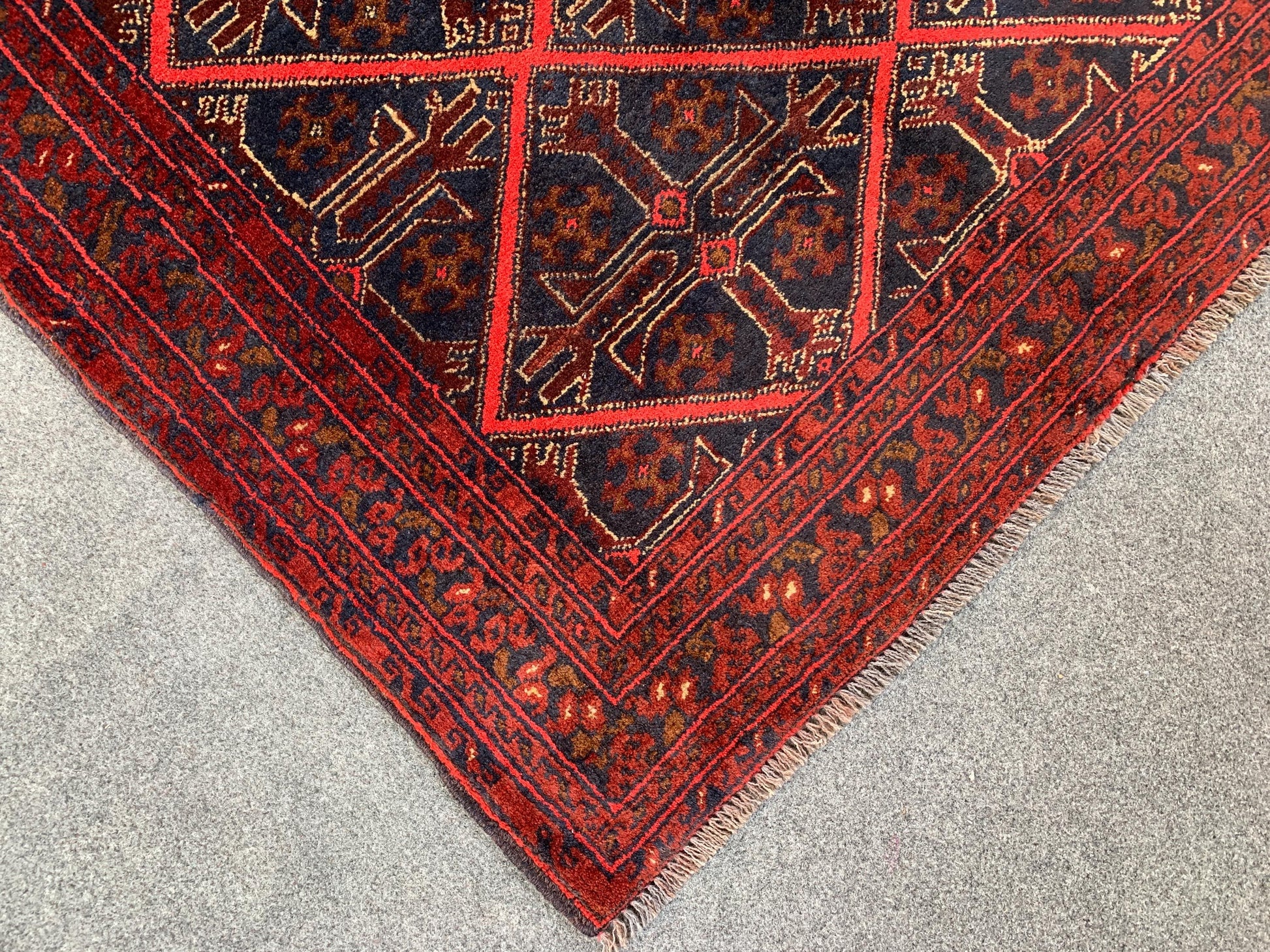 3x5 Ft Vintage Afghan Rug, Hand Knotted Wool Rug, Khal Muhammadi design Rug, Geometric Area Rug, Home Decor Rug, Rugs for Bedroom Office Rug
