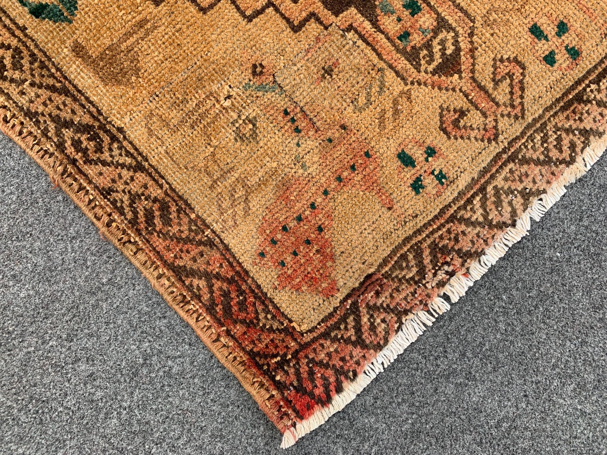 Antique Runner Rug 2x6 Ft Afghan Hand Knotted Runner Rug, Low Pile Rug, Vintage Pictorial Rug, Oriental Wool Rug Bedroom Hallway Runner Rug.