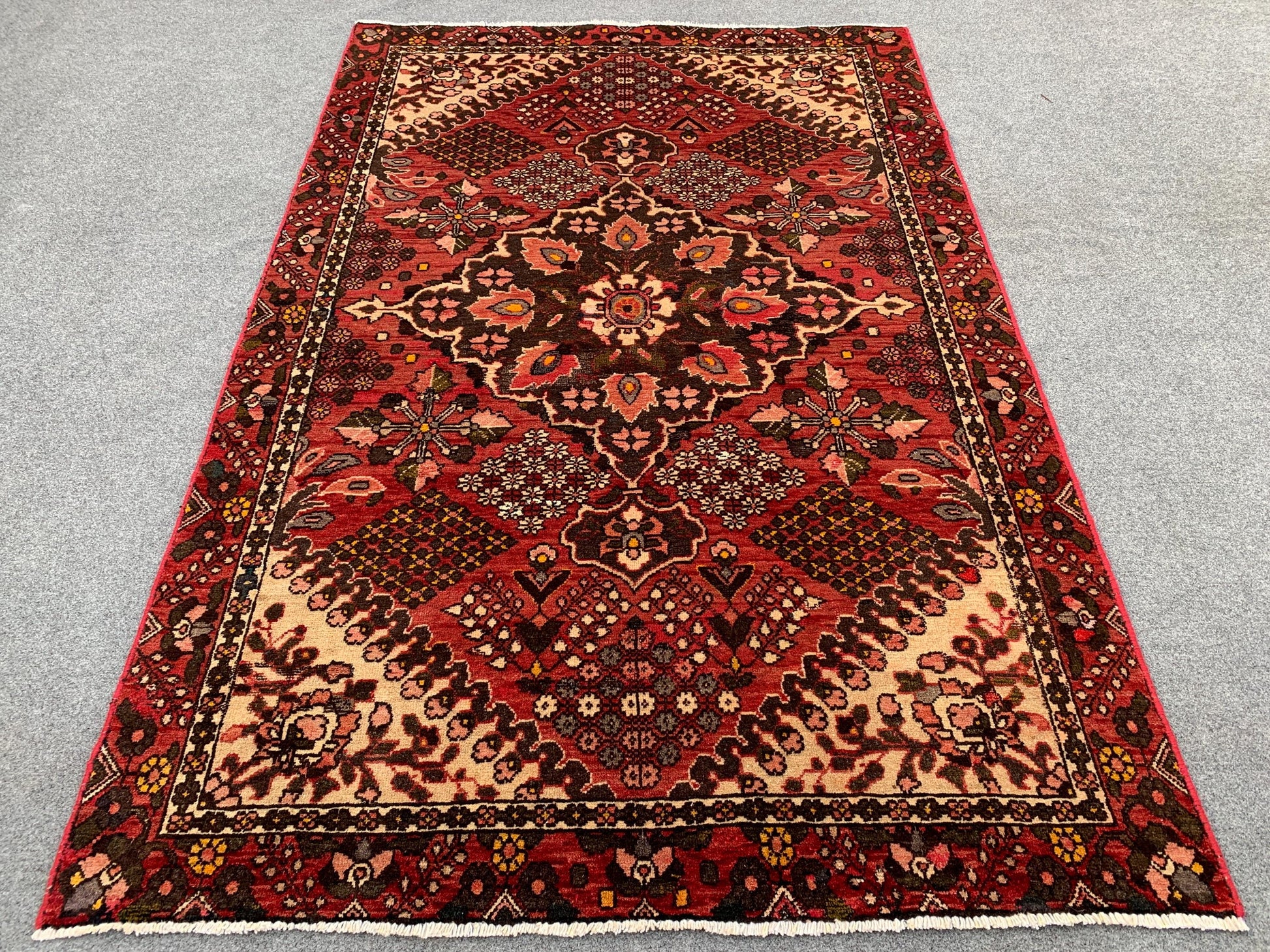 One of a kind Antique Rug, 4x6 Ft Afghan Hand Knotted Wool Rug, Vintage Geometric design Rug, Oriental Turkmen Tribal Rug, Living Room Rug.