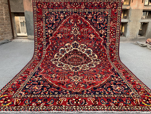 Antique Afghan Rug 7x10 Ft Hand knotted Wool Rug, Vintage Oriental Rug, Geometric Area Rug, Turkmen Tribal Rug, Dining Table Living Room Rug