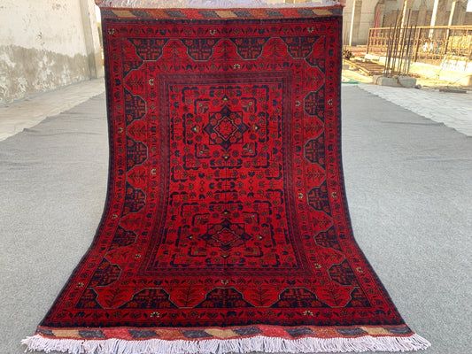 3x5 Ft Afghan Bukhara Rug, Turkmen Hand Knotted Wool Rug, Khal Muhammadi design Rug, Oriental Rug, Home Decor Rug, Bedroom Rug, Office Rug.