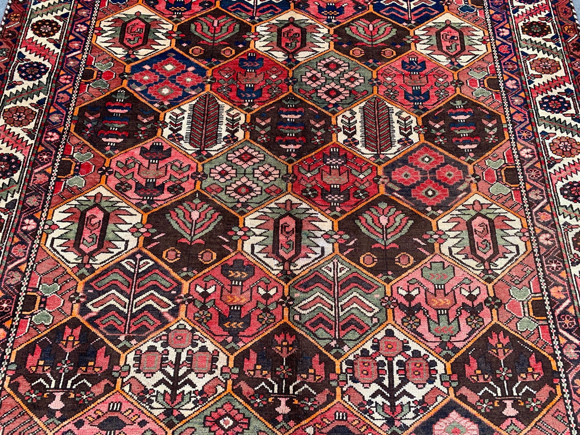 7x10 Ft Vintage Floral Rug, Afghan Hand knotted Wool Rug, Turkmen Tribal Rug, Antique Oriental Rug, Home Decor Rug Best for Living Room Rug.