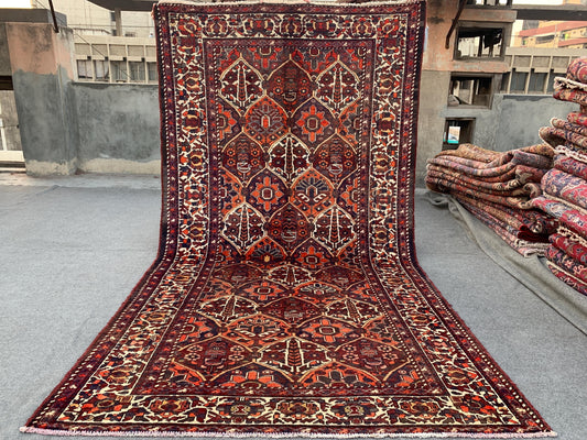 5x10 Ft Vintage Rug, Tree Floral design Rug, Afghan Hand Knotted Wool Rug, Oriental Turkmen Rug, Antique Tribal Rug, Bedroom Living Room Rug