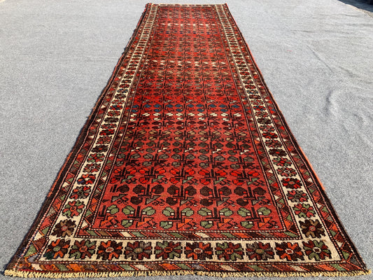 3x10 Ft Antique Afghan Runner Rug, Hand Knotted Runner Rug, Low Pile Rug, Vintage Floral Runner Rug, Oriental Runner Rug Hallway Runner Rug.