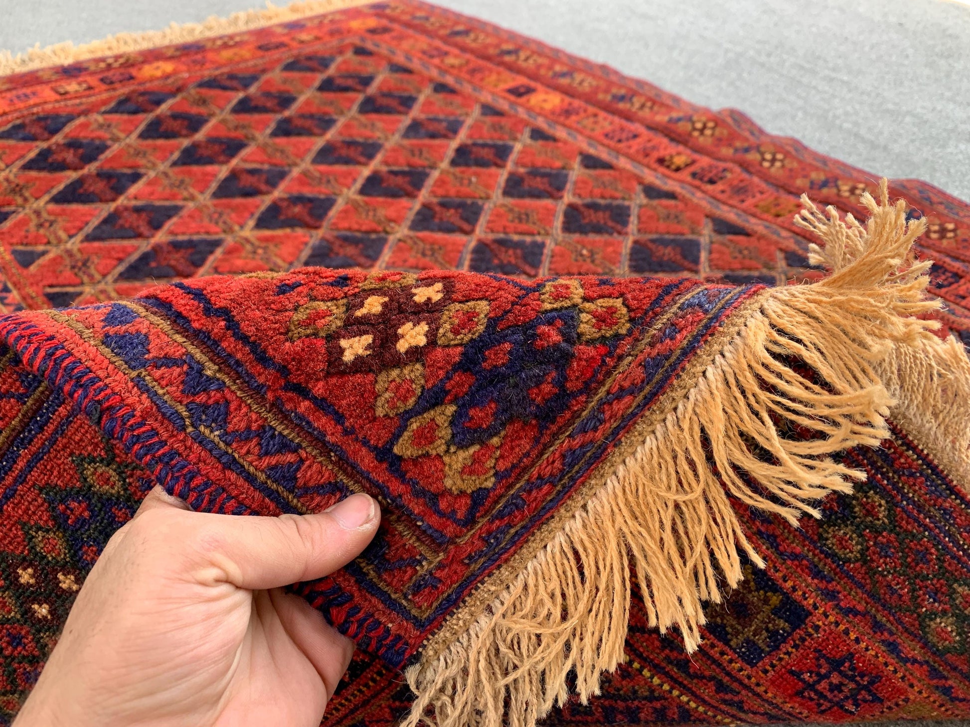 3x4 Ft Natural Hand Knotted kilim Rug, Afghan kilim Rug, Oriental Wool kilim Rug, Red Navy Blue kilim Rug, Home Decor Rug, Bedroom Rug etc.