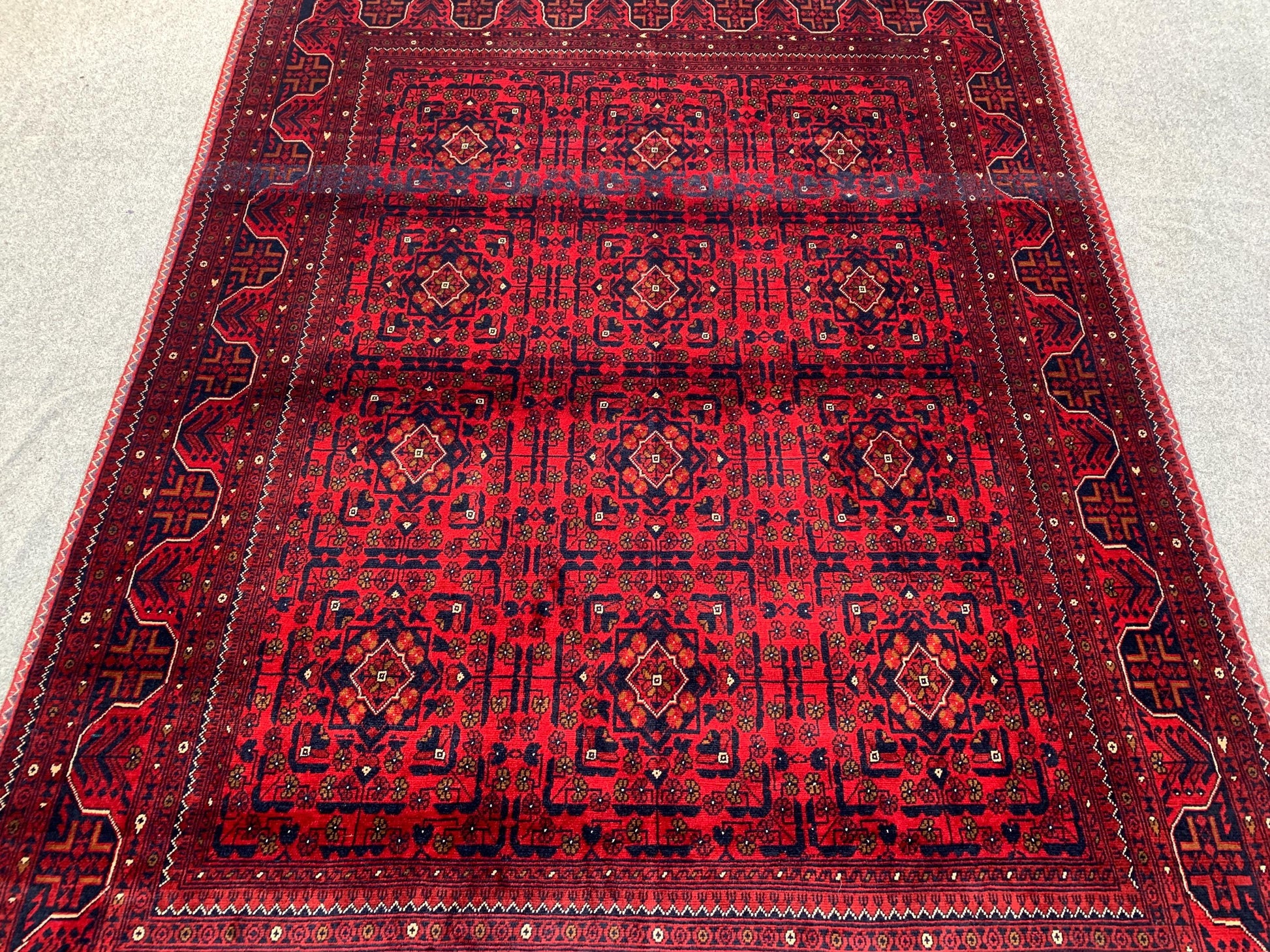 Vintage Bukhara Beljik Rug 5x6 Hand Knotted Wool Rug, High Quality Afghan Rug, Oriental Rug, Good Pile Rug, Best for Bedroom Living Room Rug