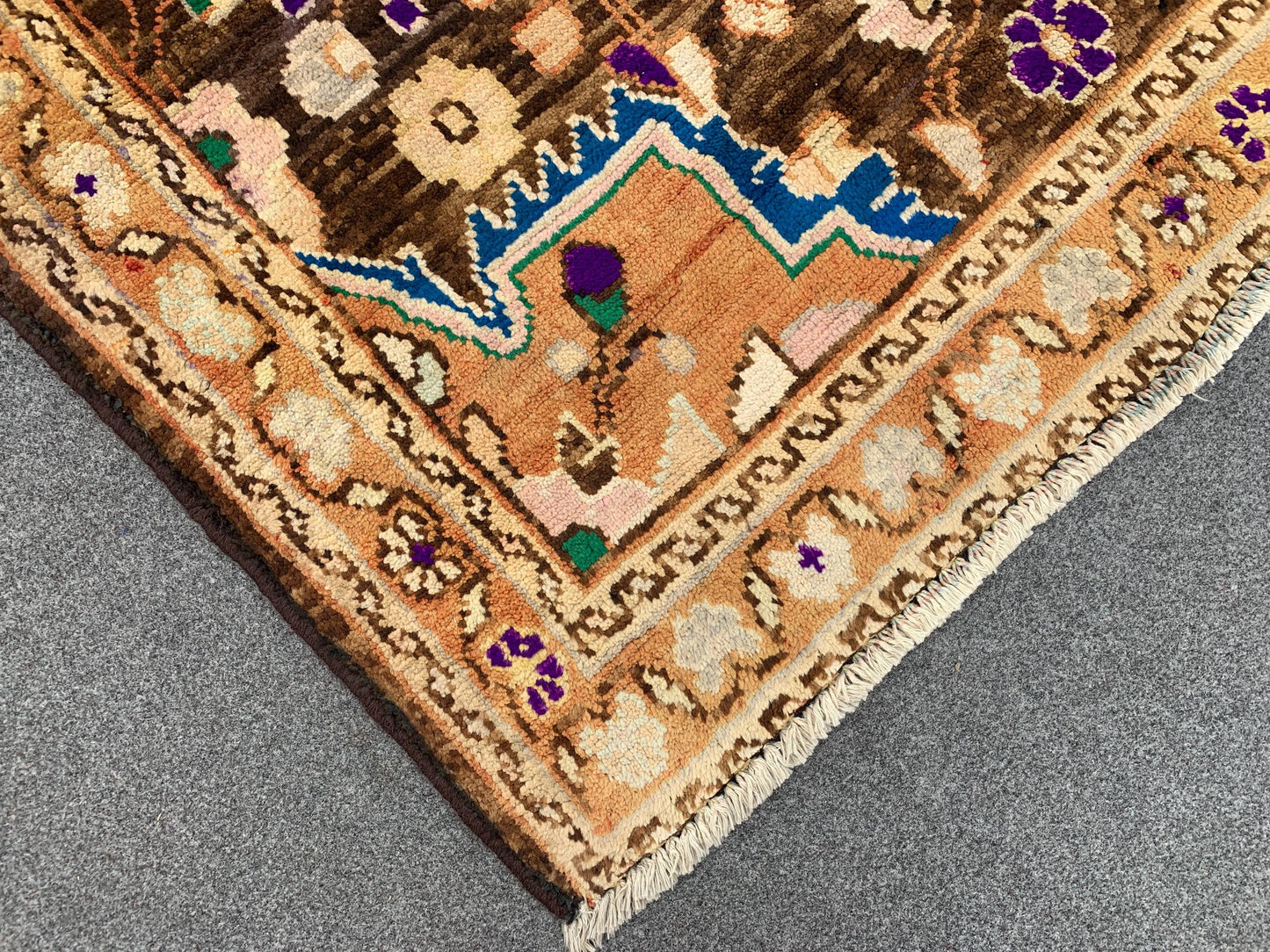 Vintage Rug 3x5 Ft Caucasian design Rug, Afghan Handmade Wool Rug, Geometric Area Rug, Oriental Rug Tribal Rug, Bedroom Kitchen Hallway Rug.