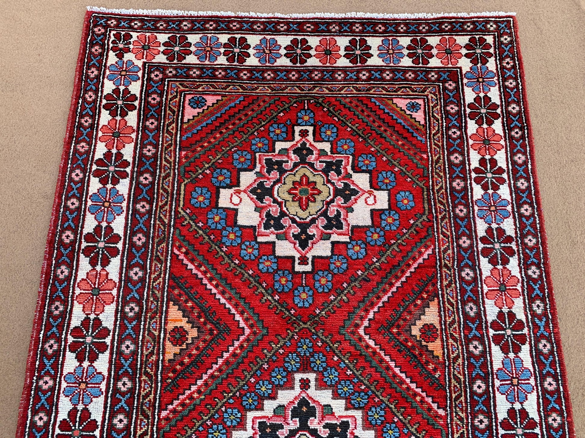 Amazing Afghan Runner Rug 4x10 Ft Hand Knotted Vintage Runner Rug, Geometric Oriental Rug, Turkmen Tribal Rug Hallway Runner Rug 110x310 Cm