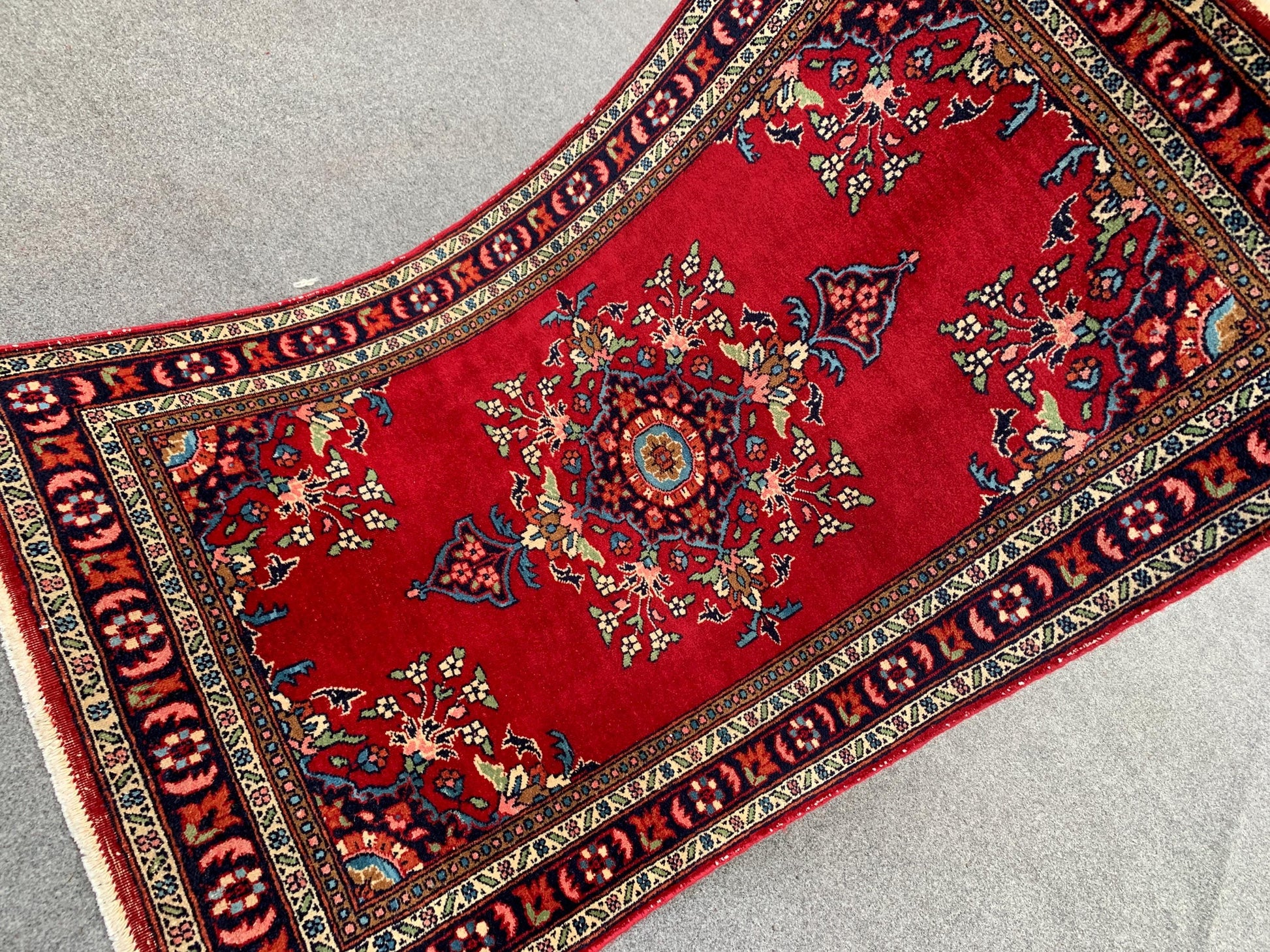 2x4 Ft Vintage Red Rug, Afghan Hand knotted Wool Rug, Geometric Area Rug, Oriental Rug Amazing Rug, Small Hallway Rug, Small Kitchen Rug etc