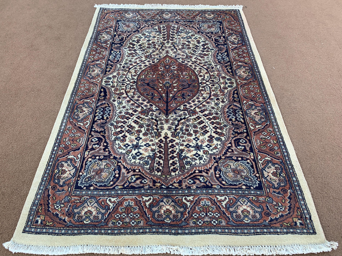 Amazing Afghan Rug, 3x4 ft Natural Hand Knotted Vintage Rug, Turkmen Tribal Rug, Geometric Area rug, Good Quality Rug, Best for Office Rug.