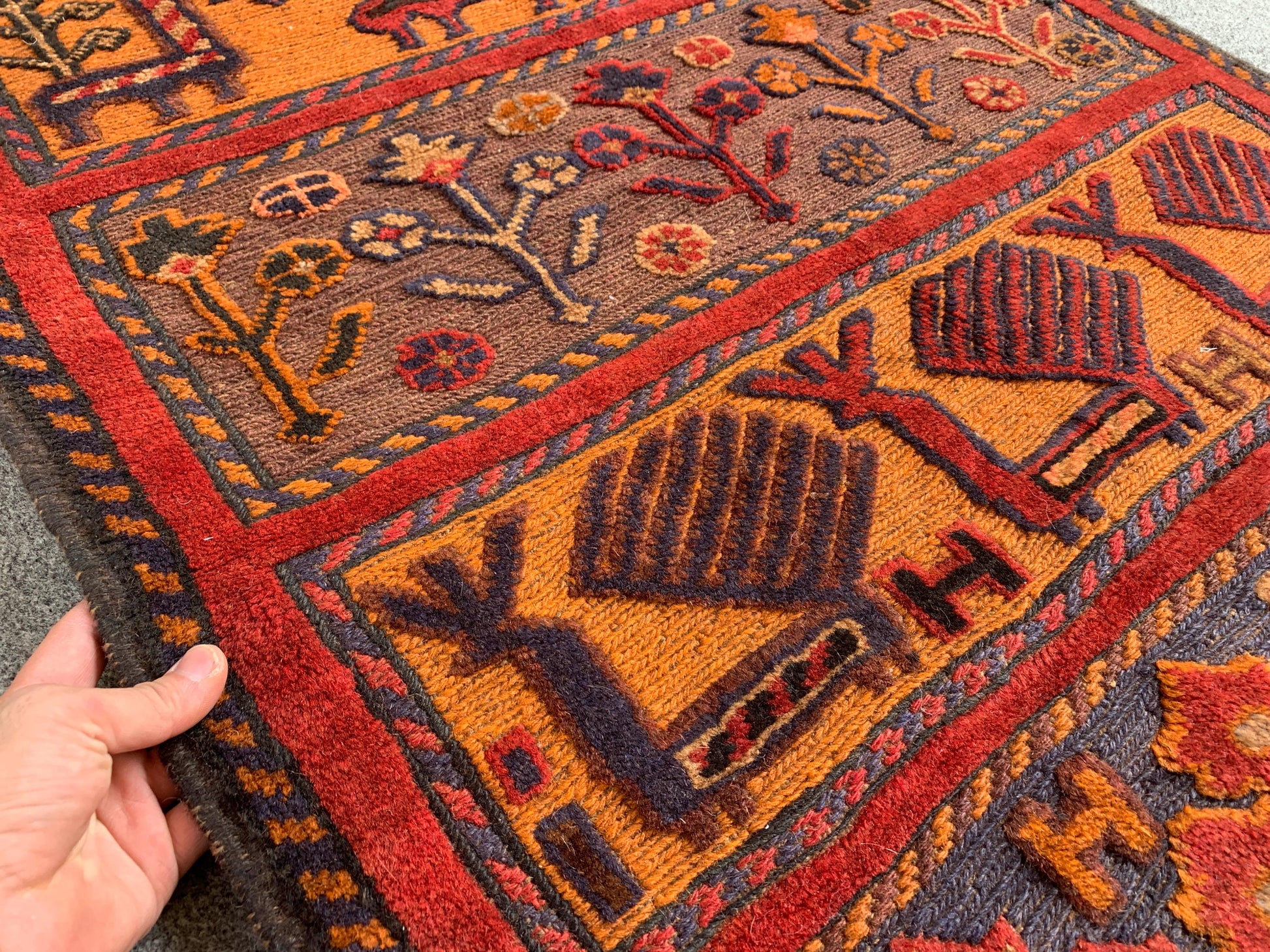 3x4 Ft Amazing Pictorial kilim Rug, Afghan Hand Knotted kilim Rug, Oriental Rug, Herat kilim Rug, Best for Kids Room Rug, Floral design Rug.