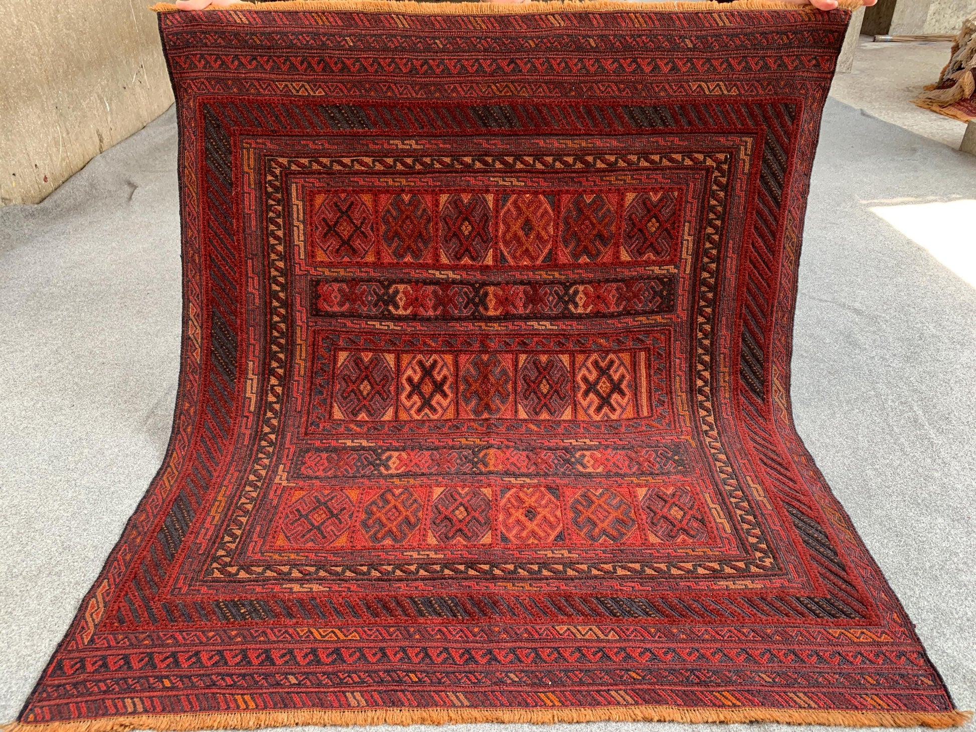 4x4 Ft Amazing Afghan kilim Rug, Hand knotted Herati kilim Rug, Barjasta design Rug, Oriental kilim Rug, Rugs for Bedroom Rug, Hallway Rug.