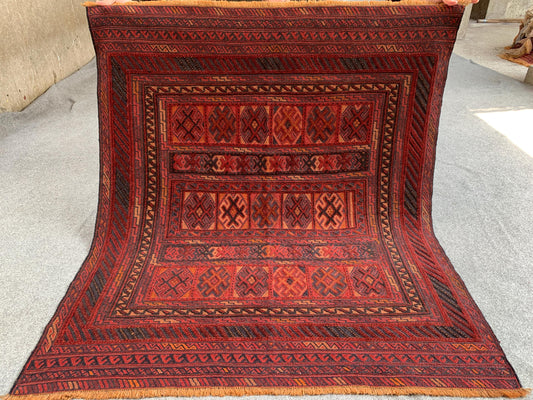 4x4 Ft Amazing Afghan kilim Rug, Hand knotted Herati kilim Rug, Barjasta design Rug, Oriental kilim Rug, Rugs for Bedroom Rug, Hallway Rug.