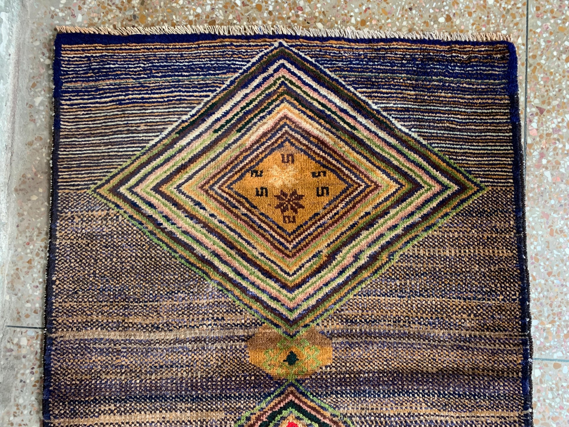 3x4 Ft Vintage Rug, Geometric design Rug, Afghan Handmade Rug, High Pile Rug Baluchi Oriental Rug, Best for Hallway Kitchen Bedroom Rug etc.