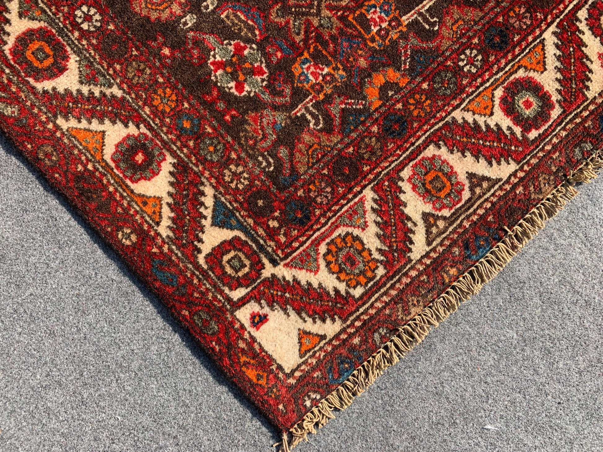 3x5 One of a kind vintage Rug, Natural Afghan Hand Knotted Wool Rug, Geometric Area Rug, High Pile Rug, Rugs for Bedroom Office Kitchen Rug.