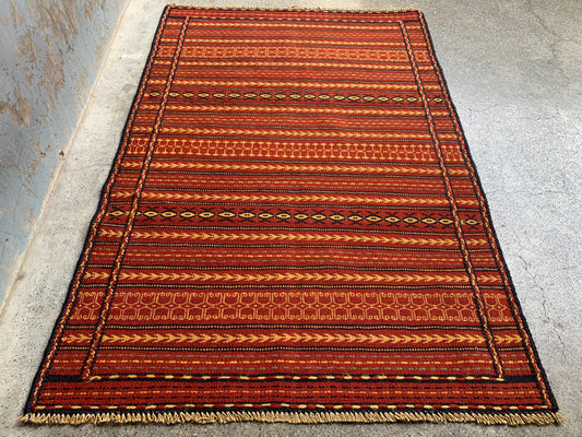 Antique laghari kilim Rug 3x5 Afghan Hand knotted kilim Rug, Vintage Laghari design kilim Rug, Flatweave Oriental Rug, Kitchen Hallway Rug.