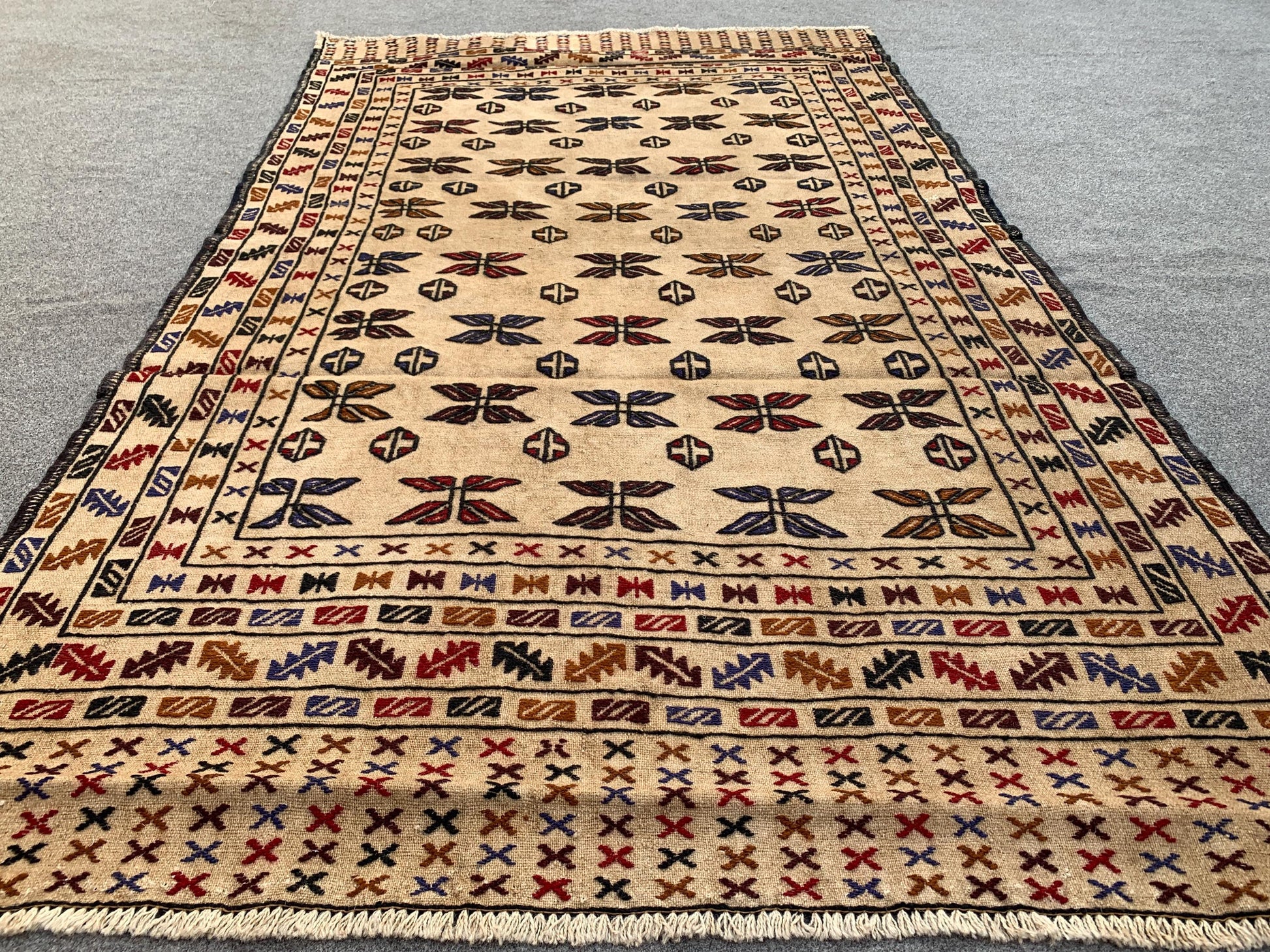 4x7 Antique Soumak kilim Rug, Afghan Handmade Vintage kilim Rug, Turkmen Soumak Rug, Oriental Wool Rug, Wall Decor Rug, Bedroom Hallway Rug.