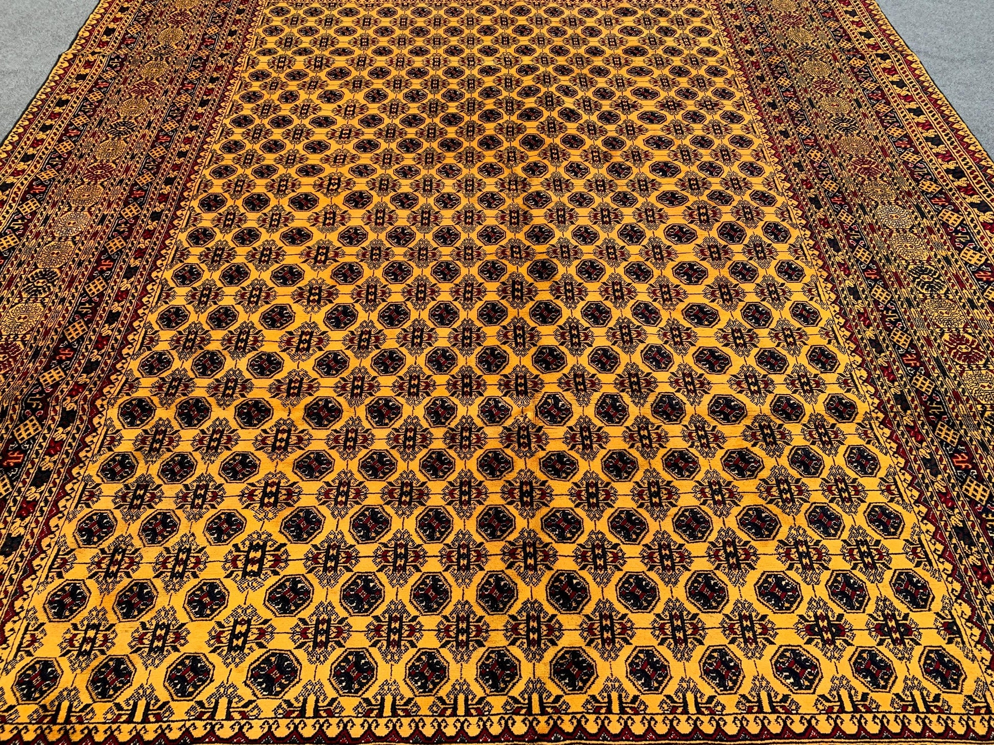 Amazing Large Yellow Rug, 8x11 Afghan Hand Knotted Wool Rug, High Quality Rug, Mowri design Rug, Good Pile Rug, Dining Room Living Room Rug.