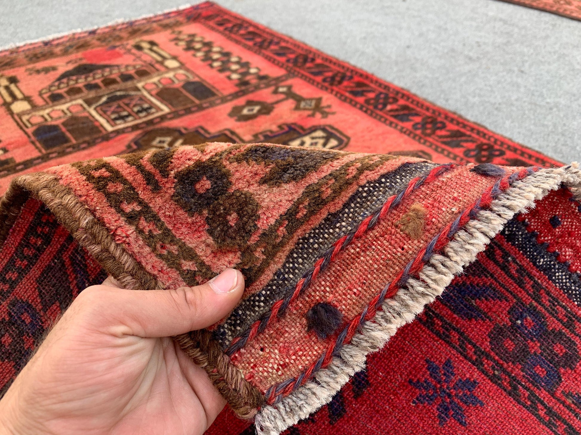 Vintage Prayer Rug 3x4 Natural Hand Knotted Afghan Prayer Rug, Oriental Wool Rug, Muslim Prayer Rug, Turkmen Prayer Rug, Geometric Area Rug.