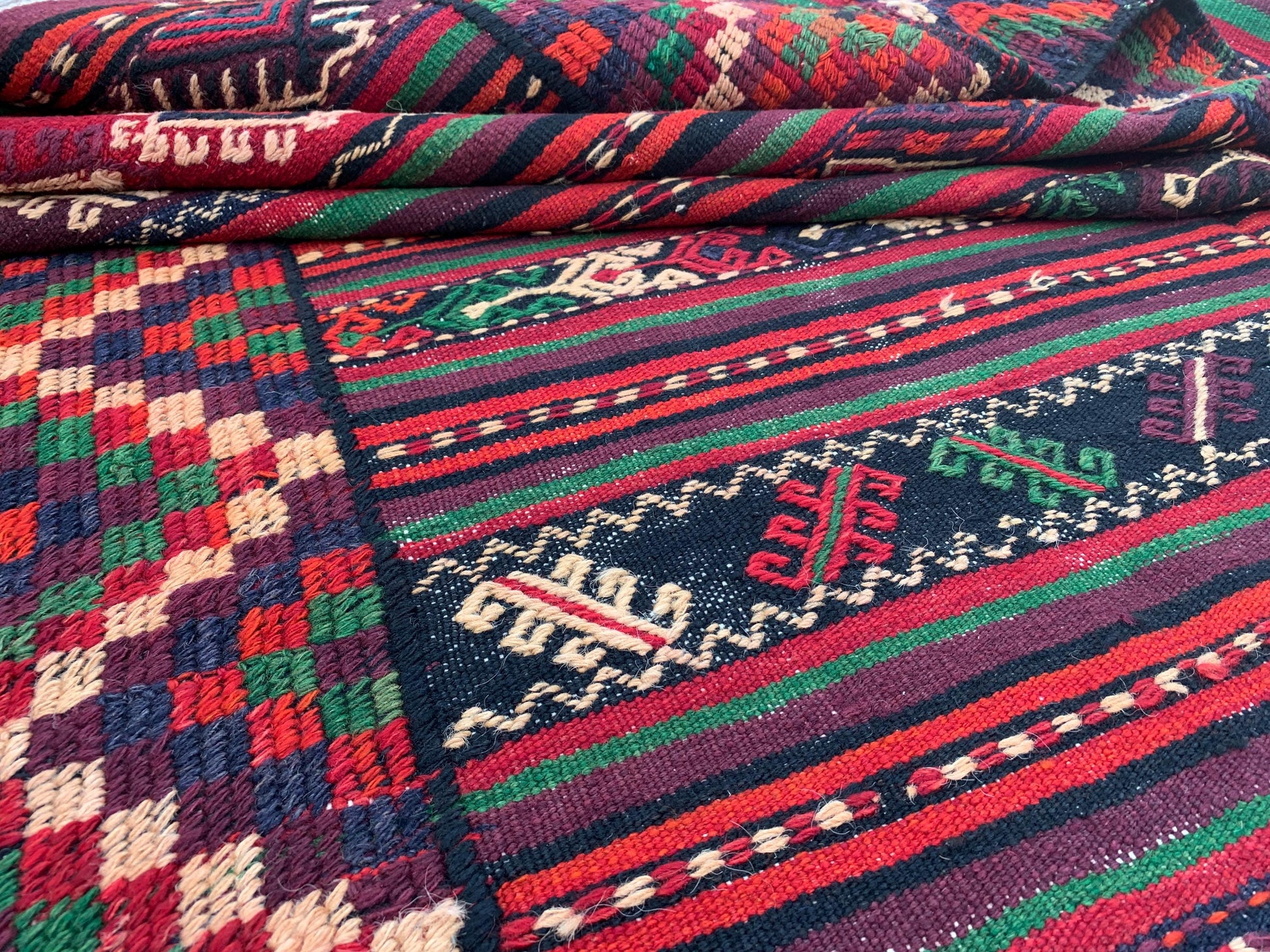 5x10 Ft Antique Afghan kilim Rug, Hand Knotted Wool kilim Rug, Oriental Flatweave kilim Rug, Vintage Striped Rug, Bedroom Living Room Rug.